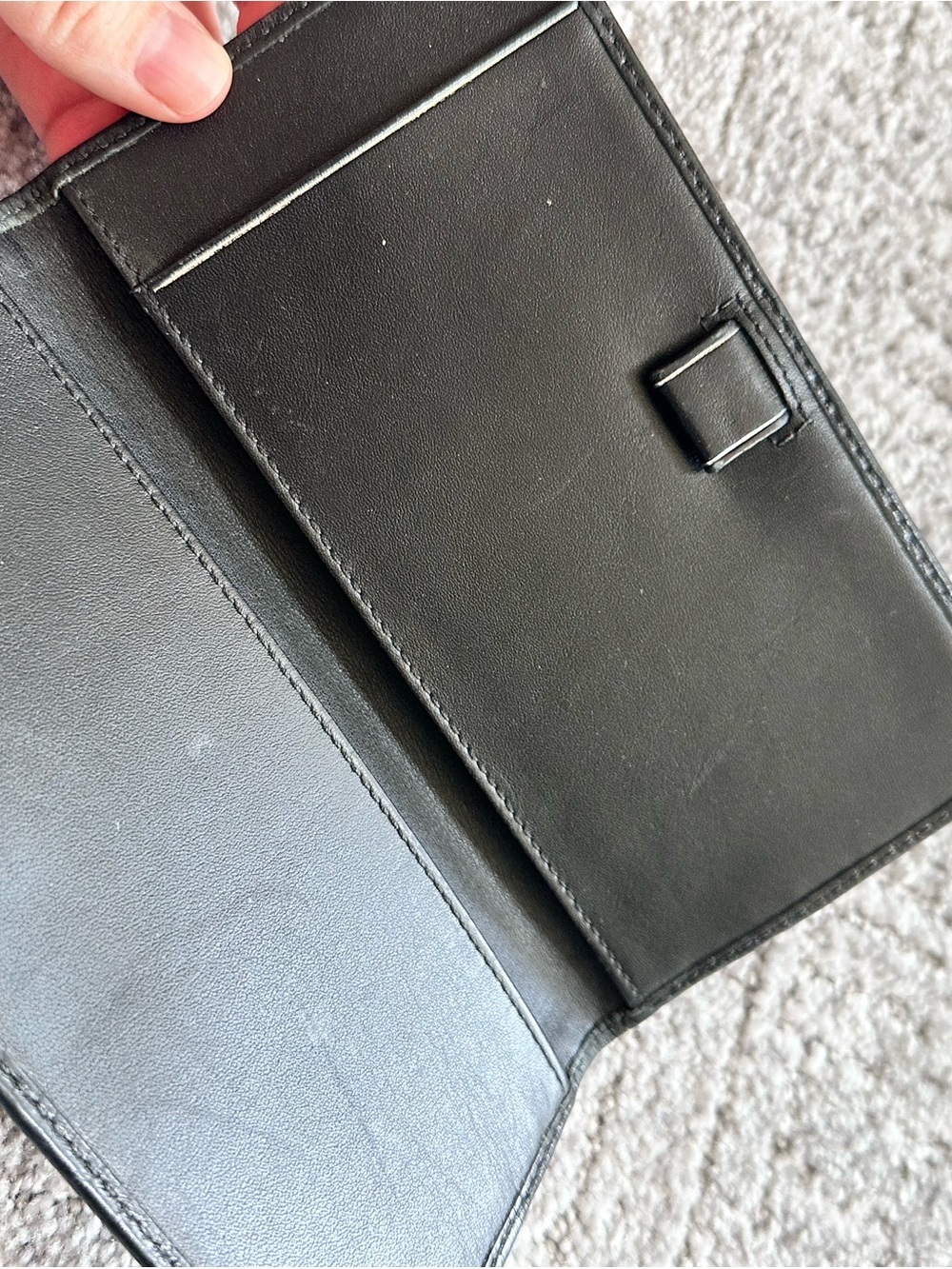 Designer-Style Monogram Long Wallet in Black and Beige - Picture 5 of 7